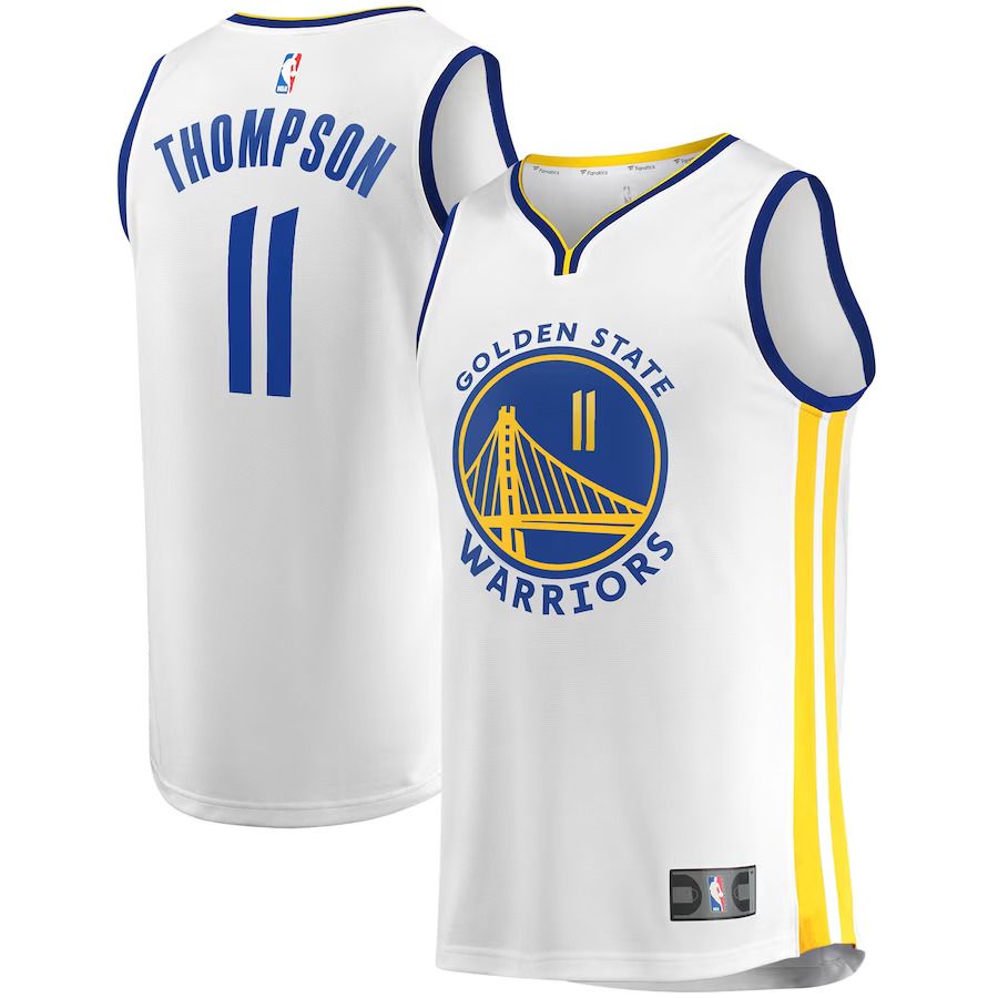 Men Golden State Warriors 11 Klay Thompson Fanatics Branded White 2022-23 Fast Break Replica Player NBA Jersey